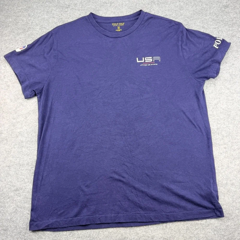 Ryder Cup 2016 Polo Golf Ralph Lauren USA 12 Strong T-Shirt Men’s Medium Navy